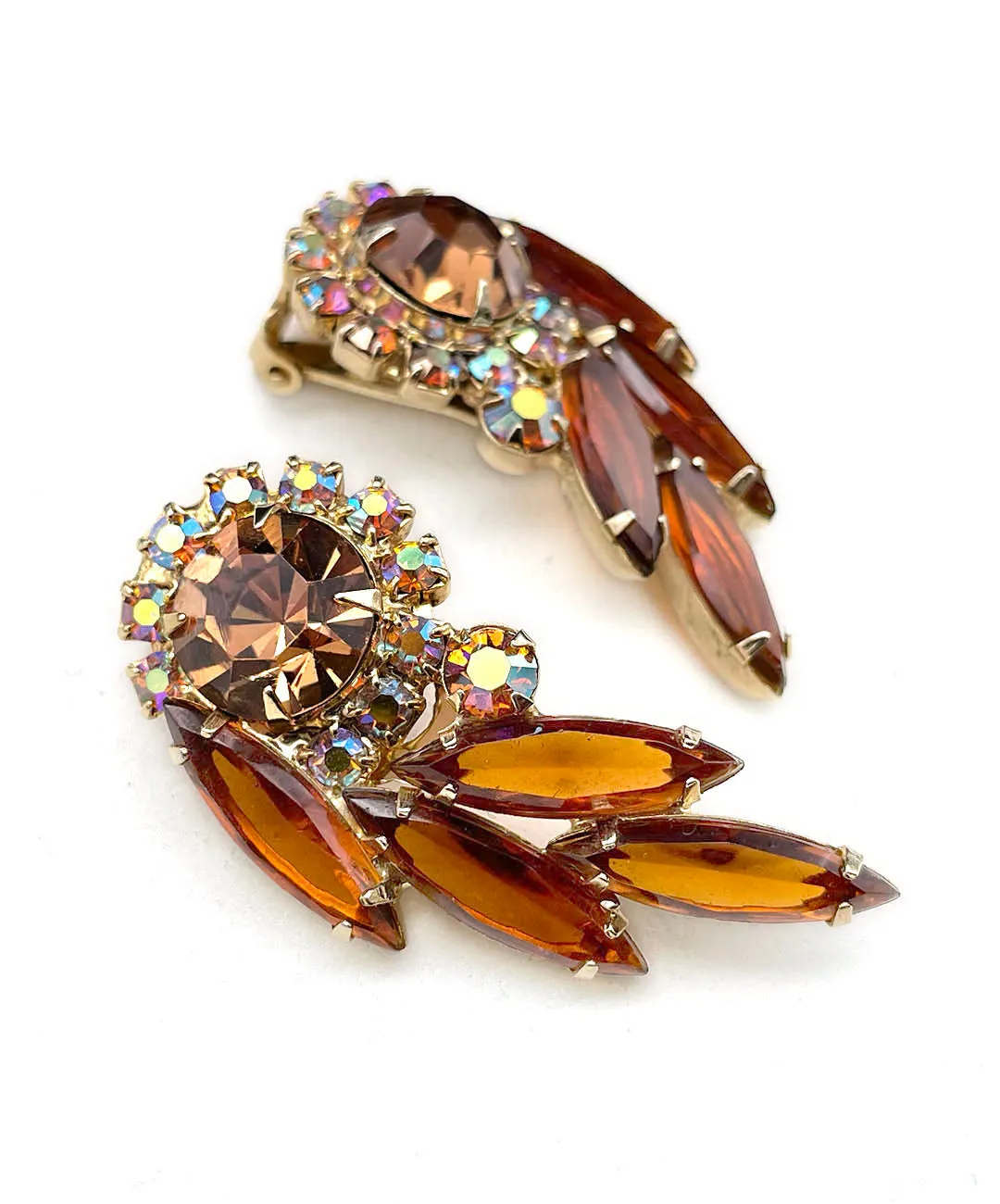 【USA輸入】ヴィンテージ JULIANA トパーズ オーロラ ビジュー イヤリング/Vintage JULIANA Topaz Aurora Bijou Clip On Earrings