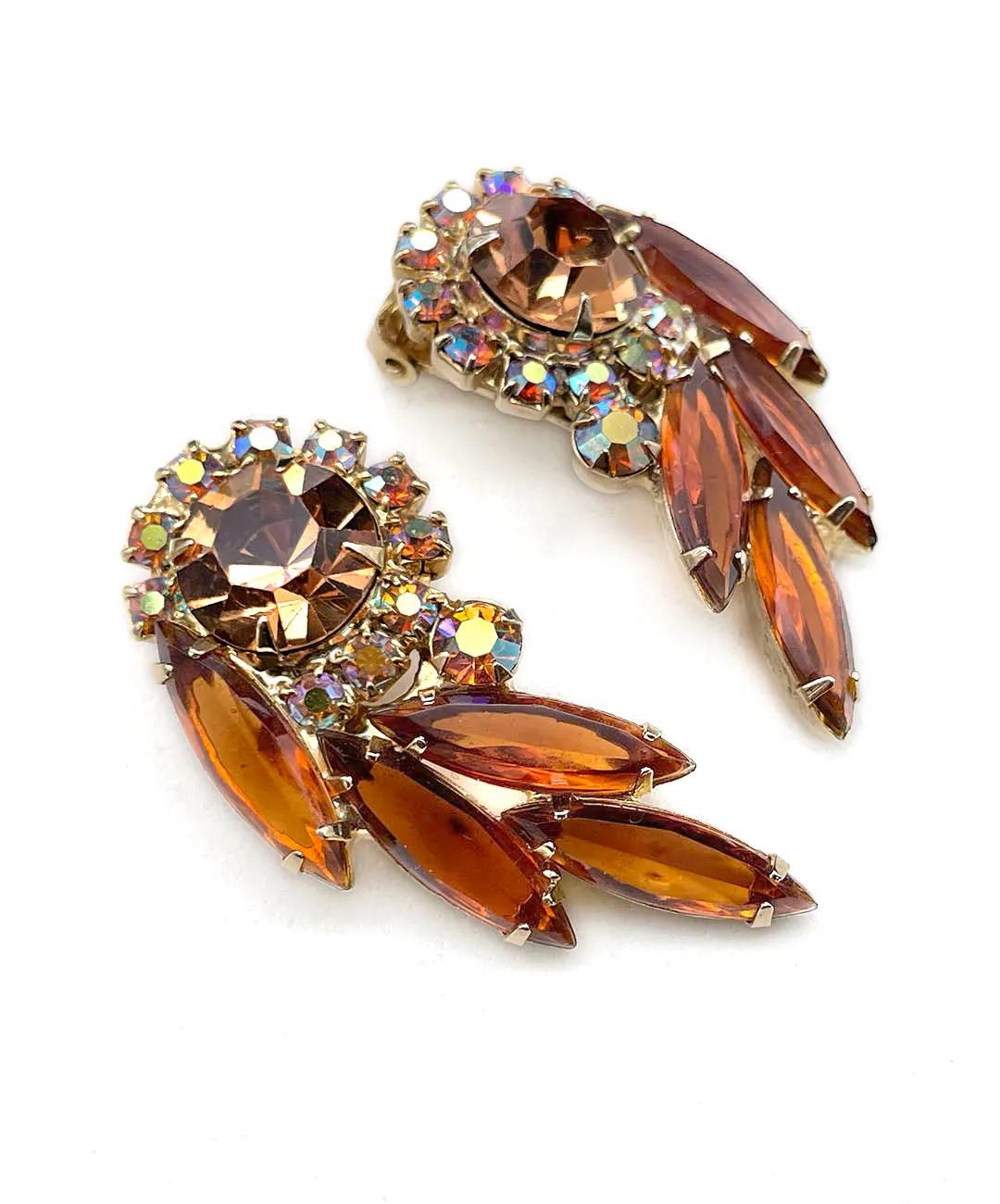 【USA輸入】ヴィンテージ JULIANA トパーズ オーロラ ビジュー イヤリング/Vintage JULIANA Topaz Aurora Bijou Clip On Earrings