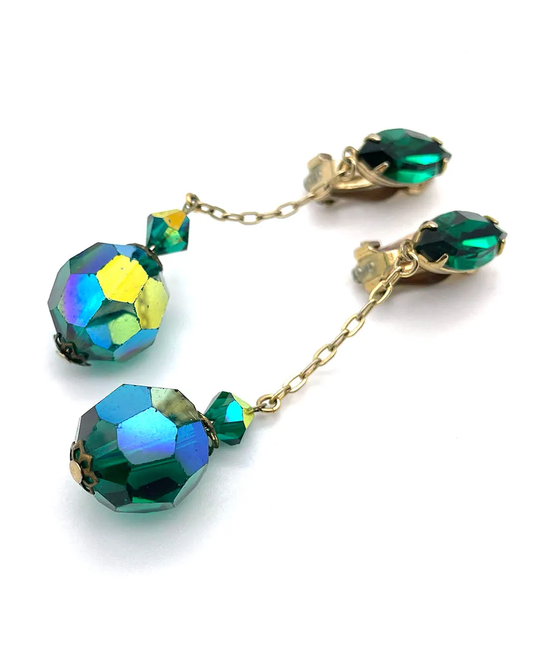 【USA輸入】ヴィンテージ LEWIS SEGAL グリーン ビジュー イヤリング/Vintage LEWIS SEGAl Green Bijou Clip On Earrings