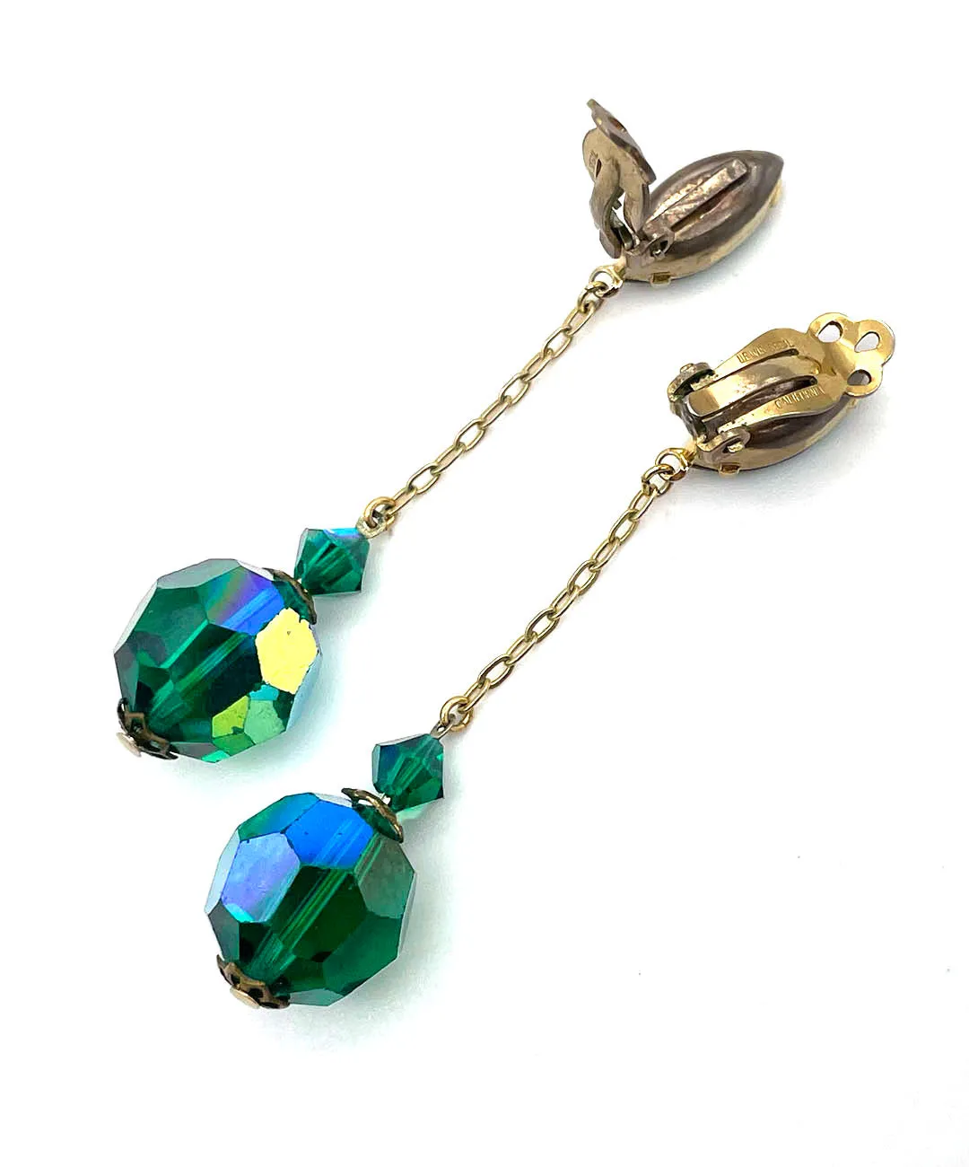 【USA輸入】ヴィンテージ LEWIS SEGAL グリーン ビジュー イヤリング/Vintage LEWIS SEGAl Green Bijou Clip On Earrings