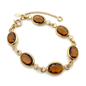 【USA輸入】ヴィンテージ SARAH COV. アンバー ガラス ブレスレット/Vintage SARAH COV. Amber Glass Bracelet