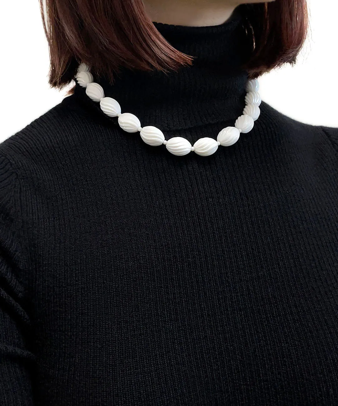 【USA輸入】ヴィンテージ TRIFARI ミルクホワイト ビーズ ネックレス/Vintage TRIFARI White Beads Necklace