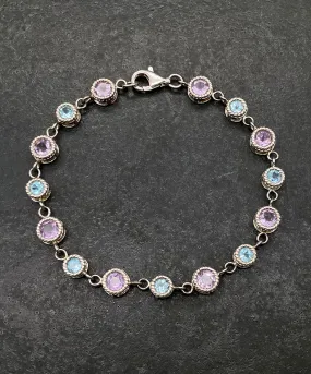 【USA輸入】ヴィンテージ シルバー925 ペールブルー ラベンダー ビジュー ブレスレット/Vintage Silver 925 Blue Lavender Bracelet