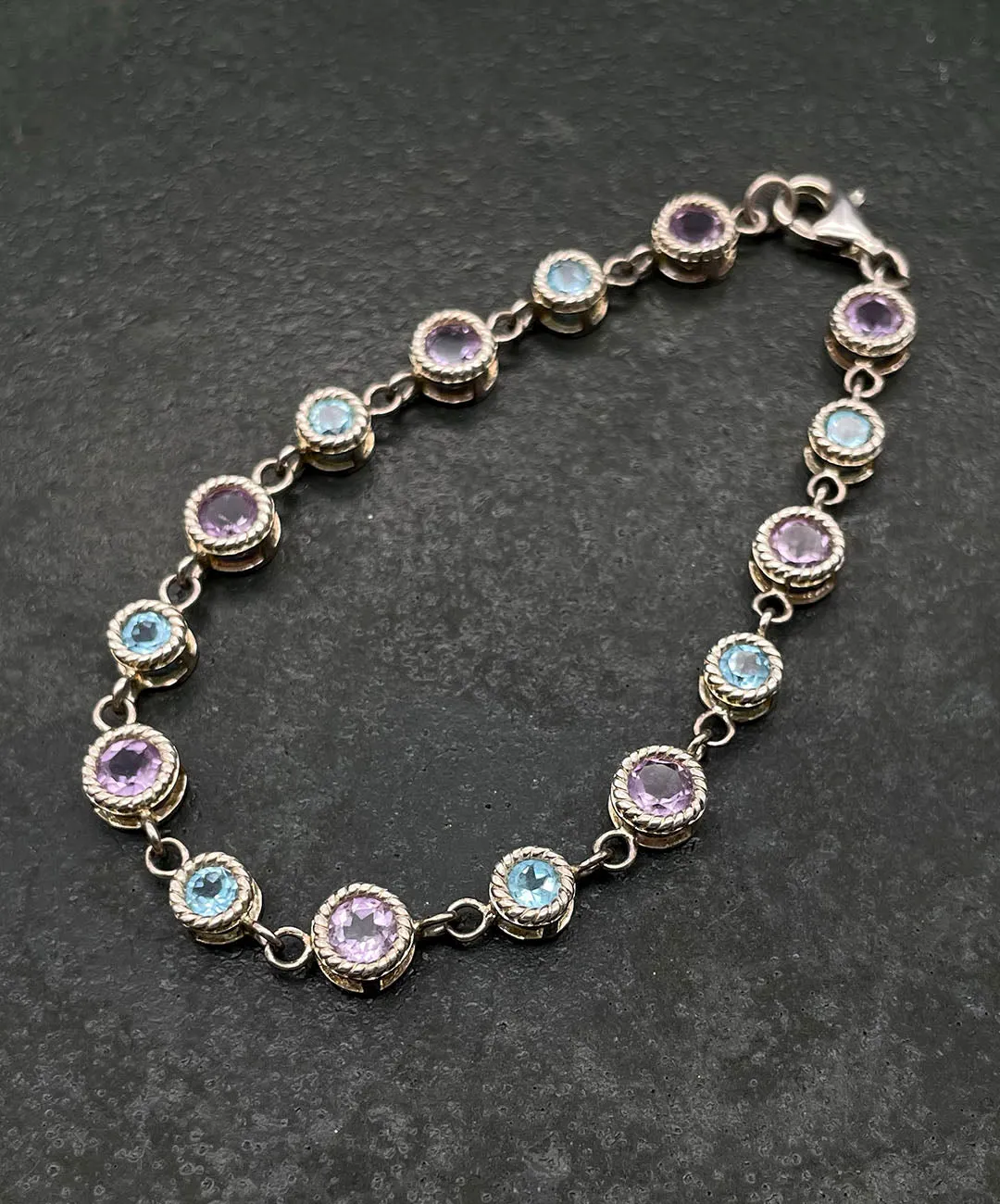 【USA輸入】ヴィンテージ シルバー925 ペールブルー ラベンダー ビジュー ブレスレット/Vintage Silver 925 Blue Lavender Bracelet