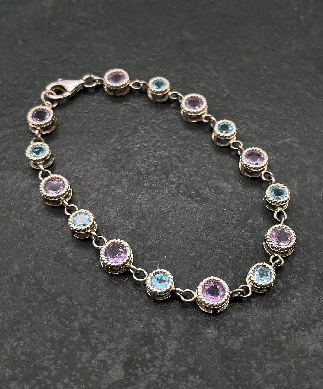 【USA輸入】ヴィンテージ シルバー925 ペールブルー ラベンダー ビジュー ブレスレット/Vintage Silver 925 Blue Lavender Bracelet