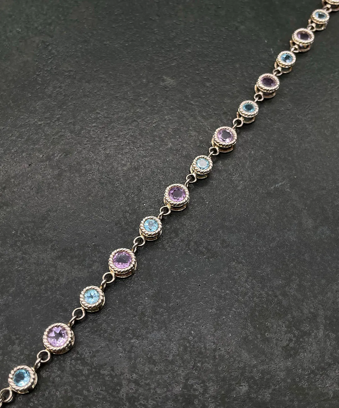 【USA輸入】ヴィンテージ シルバー925 ペールブルー ラベンダー ビジュー ブレスレット/Vintage Silver 925 Blue Lavender Bracelet