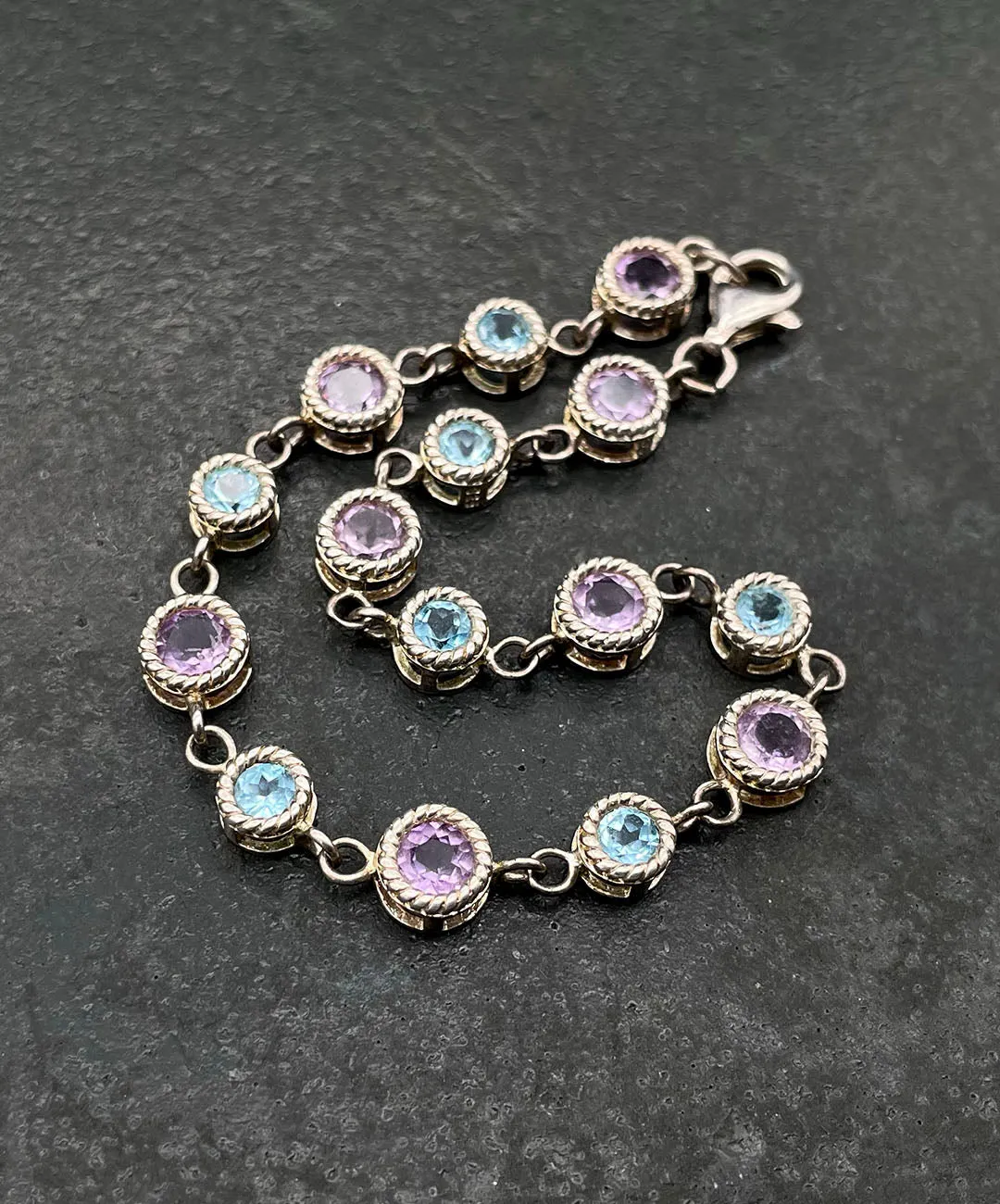 【USA輸入】ヴィンテージ シルバー925 ペールブルー ラベンダー ビジュー ブレスレット/Vintage Silver 925 Blue Lavender Bracelet