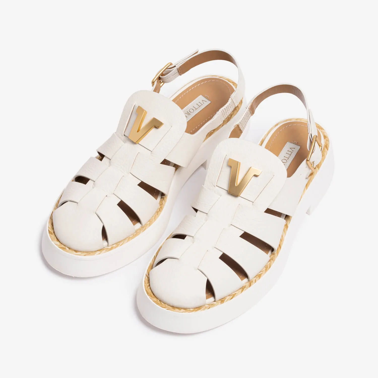 White women's tumbled calf leather sandal