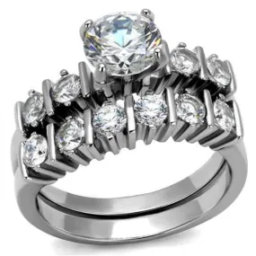 WildKlass Stainless Steel Ring High Polished Women AAA Grade CZ Clear