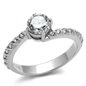 WildKlass Stainless Steel Ring High Polished Women AAA Grade CZ Clear