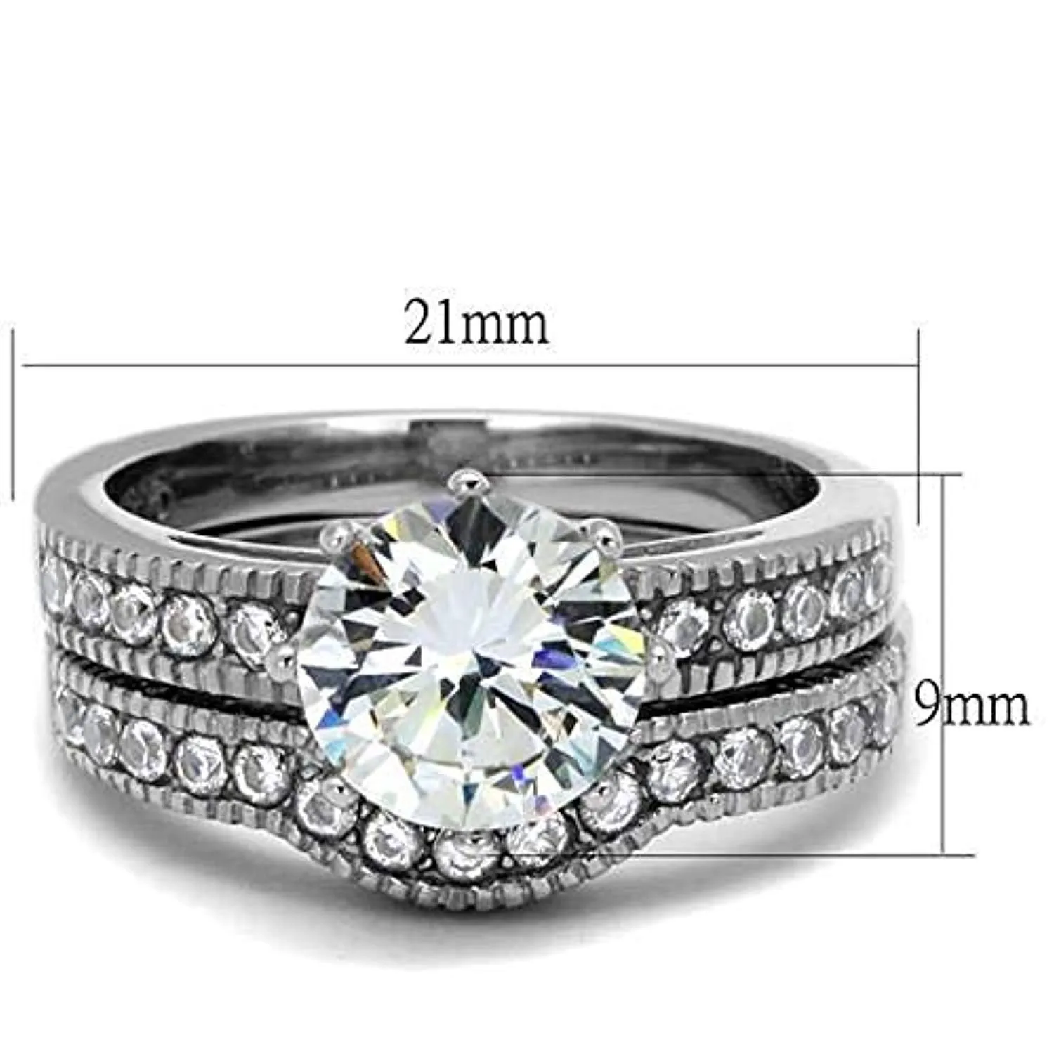 WildKlass Stainless Steel Ring High Polished Women AAA Grade CZ Clear