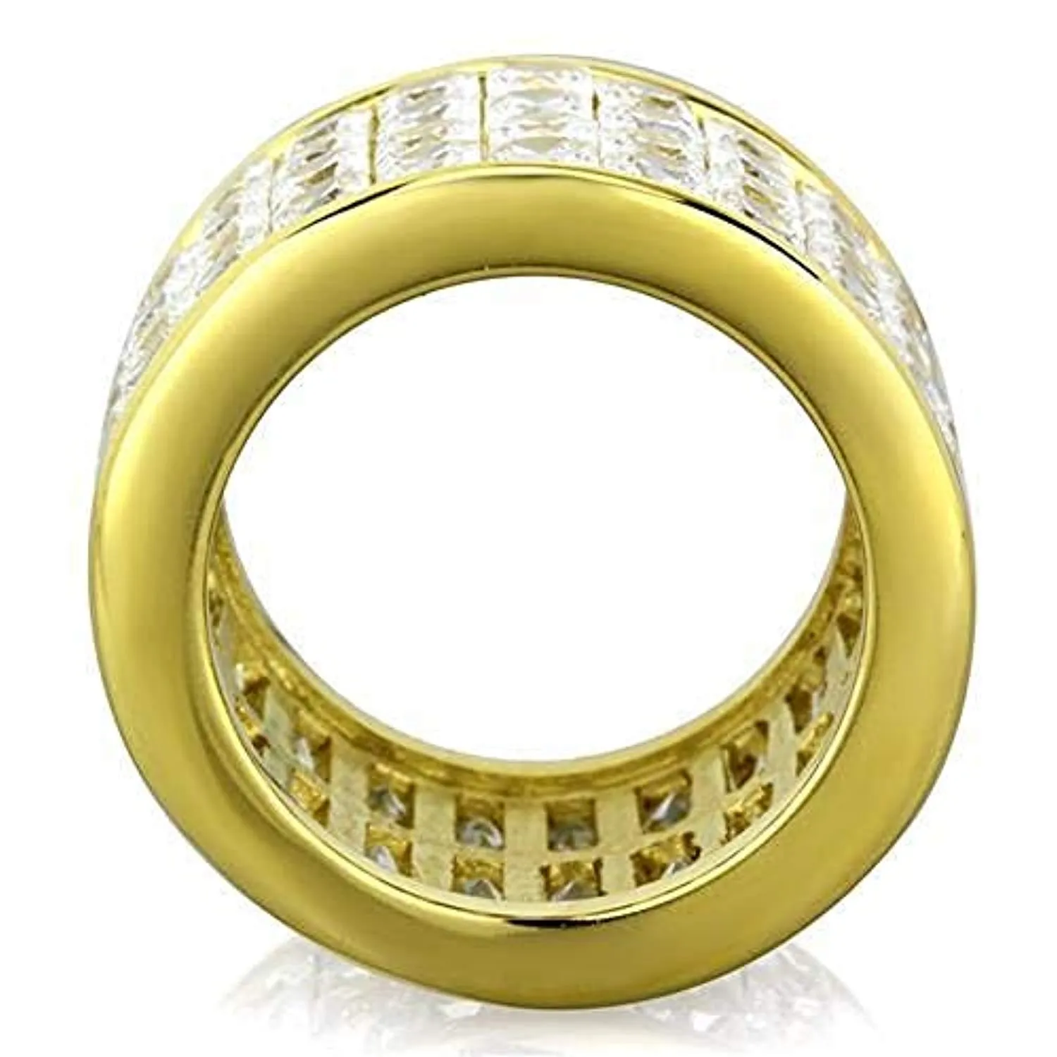 WildKlass Stainless Steel Ring IP Gold Women AAA Grade CZ Clear