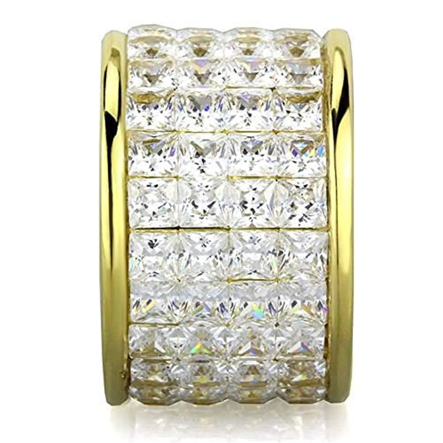 WildKlass Stainless Steel Ring IP Gold Women AAA Grade CZ Clear