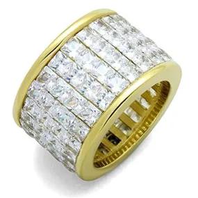 WildKlass Stainless Steel Ring IP Gold Women AAA Grade CZ Clear