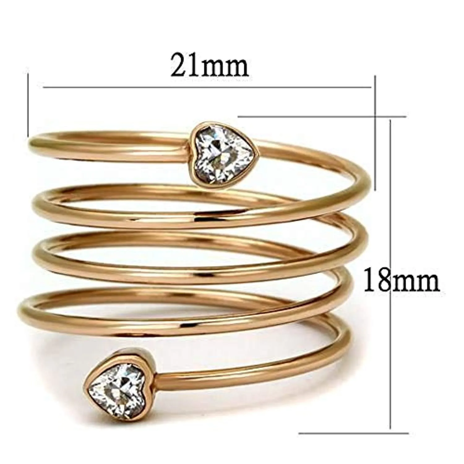 WildKlass Stainless Steel Ring IP Rose Gold Women AAA Grade CZ Clear