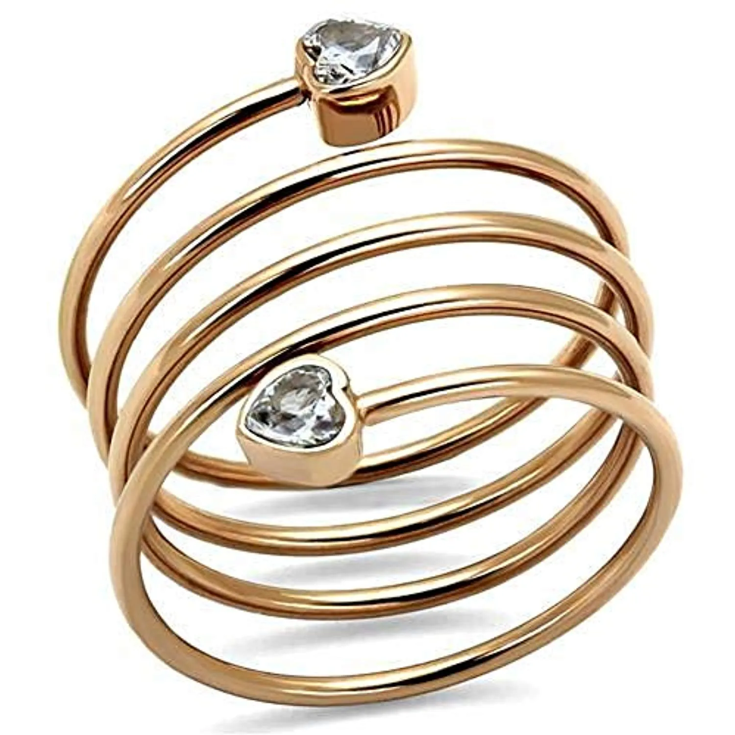 WildKlass Stainless Steel Ring IP Rose Gold Women AAA Grade CZ Clear