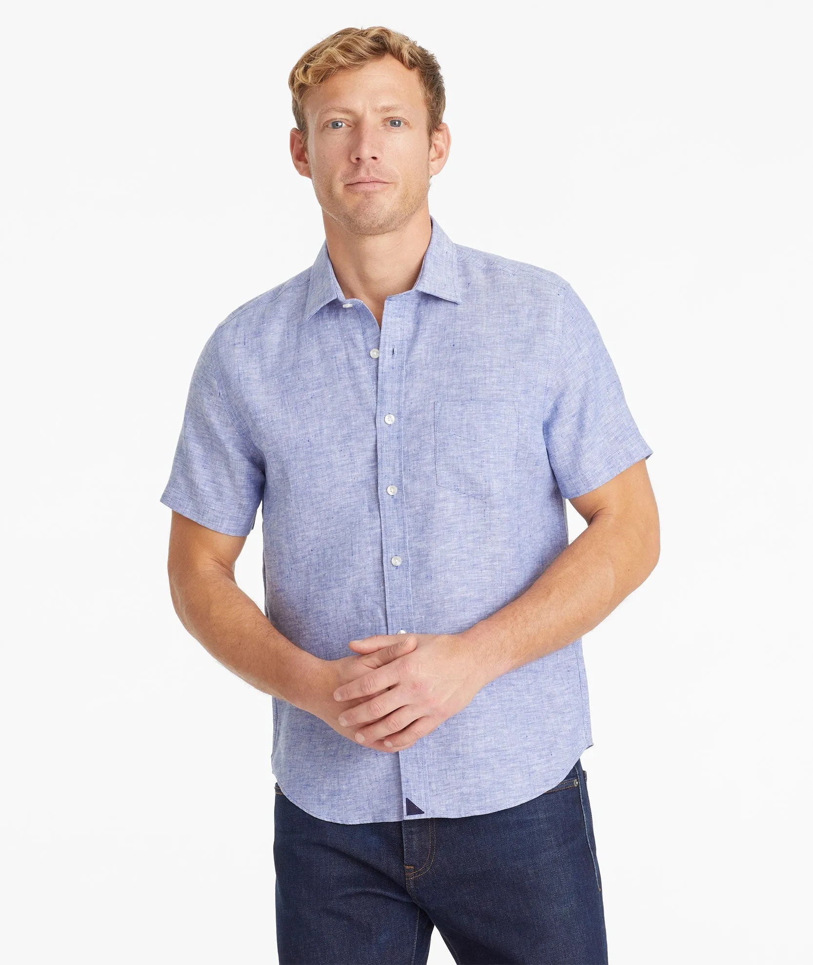 Wrinkle-Resistant Linen Short Sleeve Cameron Shirt