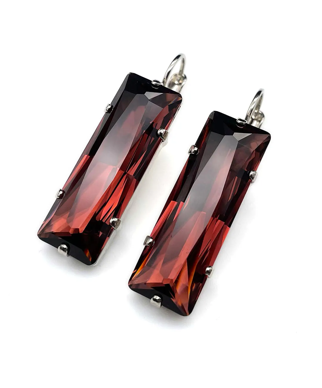 【ドイツ買付】ヴィンテージ SEIBOTH ボルドー ガラス ピアス/Vintage SEIBOTH Bordeaux Glass Dangle Earrings