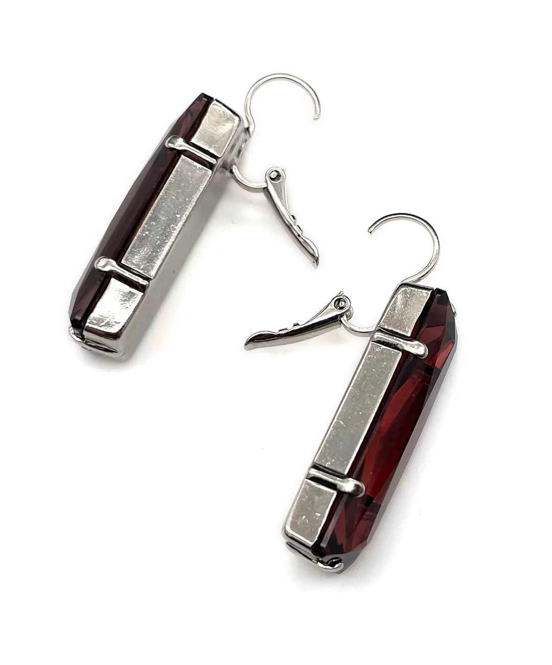 【ドイツ買付】ヴィンテージ SEIBOTH ボルドー ガラス ピアス/Vintage SEIBOTH Bordeaux Glass Dangle Earrings