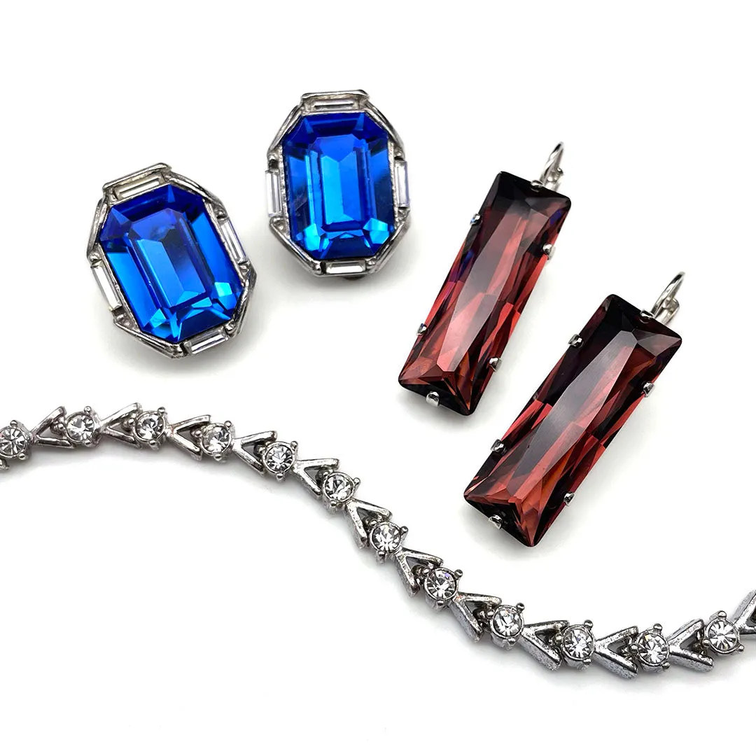 【ドイツ買付】ヴィンテージ SEIBOTH ボルドー ガラス ピアス/Vintage SEIBOTH Bordeaux Glass Dangle Earrings