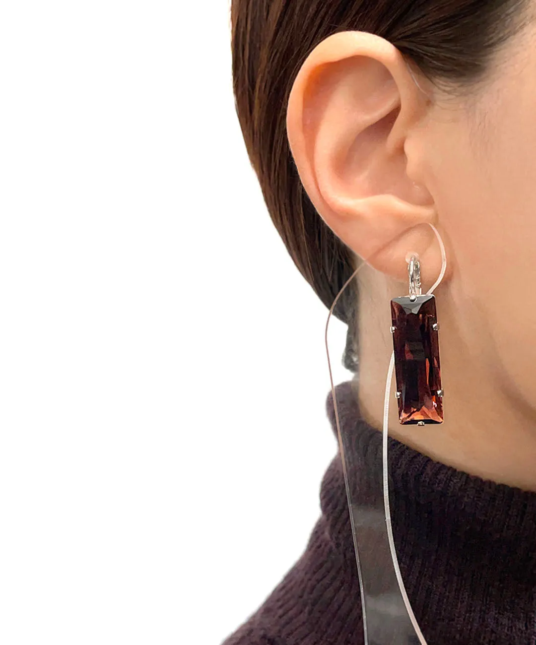 【ドイツ買付】ヴィンテージ SEIBOTH ボルドー ガラス ピアス/Vintage SEIBOTH Bordeaux Glass Dangle Earrings