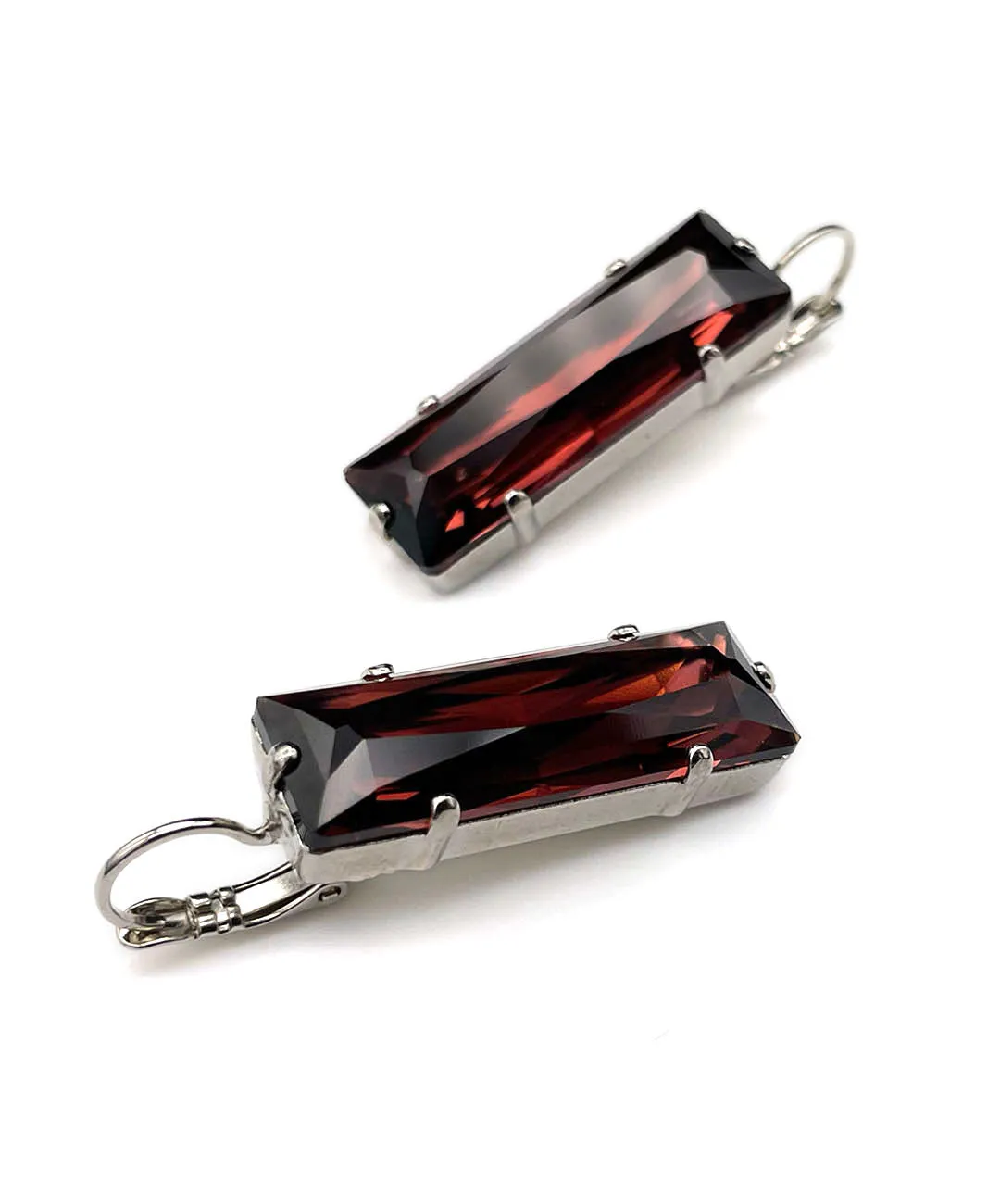 【ドイツ買付】ヴィンテージ SEIBOTH ボルドー ガラス ピアス/Vintage SEIBOTH Bordeaux Glass Dangle Earrings