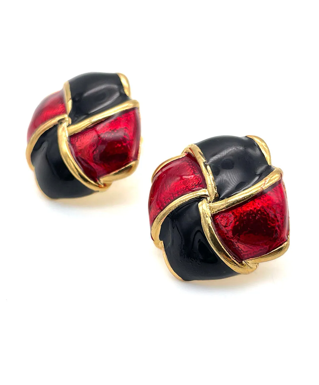 【フランス輸入】ヴィンテージ SPHINX for M&S レッド ブラック ピアス/Vintage SPHINX for M&S Red Black Post Earrings