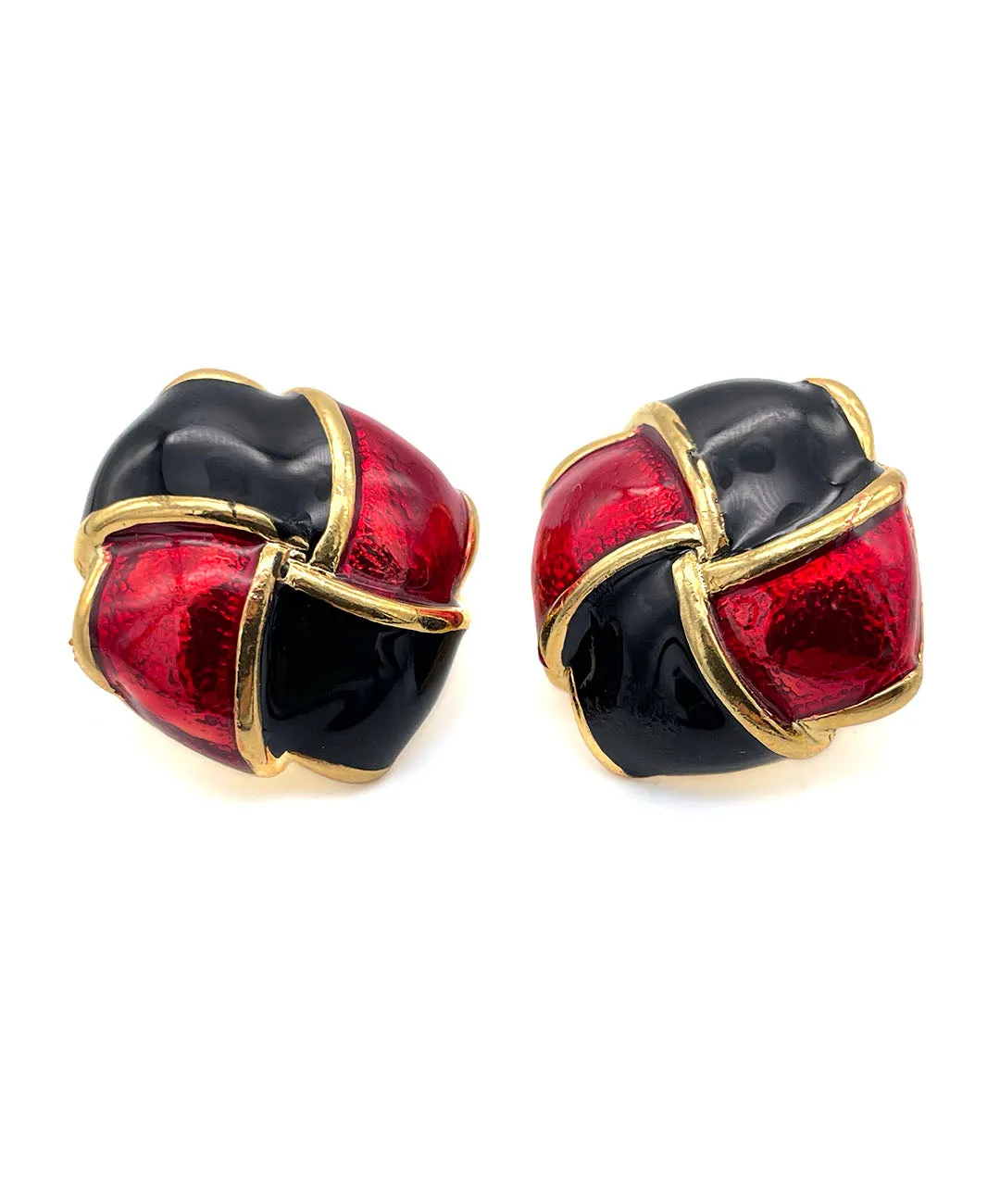 【フランス輸入】ヴィンテージ SPHINX for M&S レッド ブラック ピアス/Vintage SPHINX for M&S Red Black Post Earrings