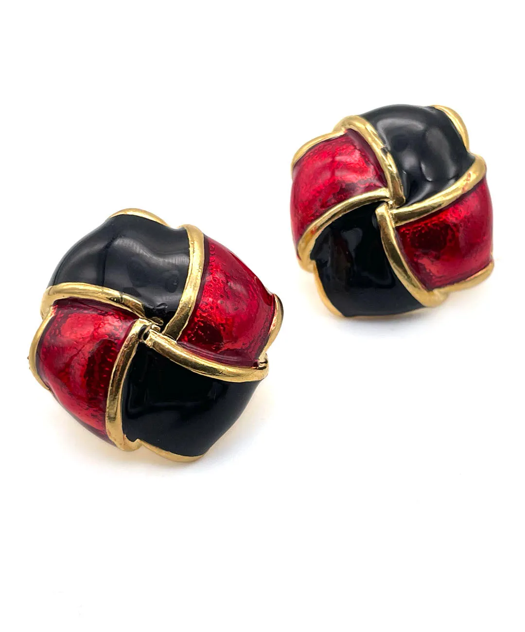 【フランス輸入】ヴィンテージ SPHINX for M&S レッド ブラック ピアス/Vintage SPHINX for M&S Red Black Post Earrings