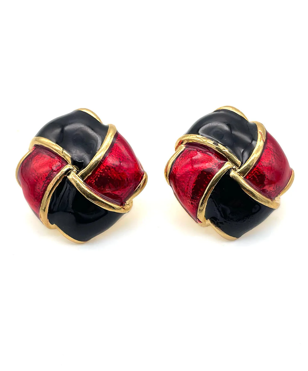 【フランス輸入】ヴィンテージ SPHINX for M&S レッド ブラック ピアス/Vintage SPHINX for M&S Red Black Post Earrings